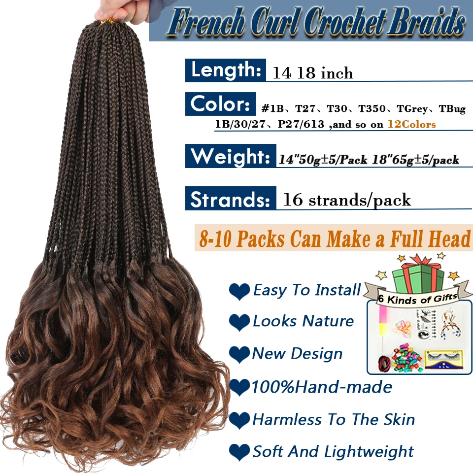 20" Lose Welle Häkelhaar Zum Flechten French Curly Flechten
