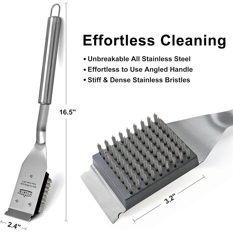 Grill Brush&Scraper, Wire BBQ Grill Brush for Outdoor, 16.5&rdquo; Cleaning Brush BBQ Accessories, Safe Cleaner