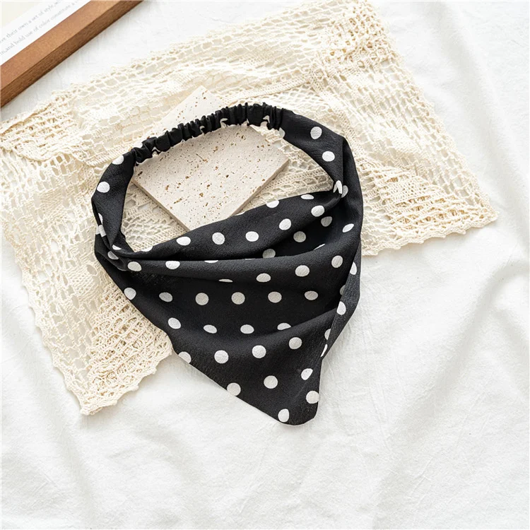 Frauen Böhmen Druck Haar Schal Für Mädchen Bandanas Stirnband Koreanische Große Dot Elastische Haarband Haare Seil Haar Zubehör Headwear – Detail 17