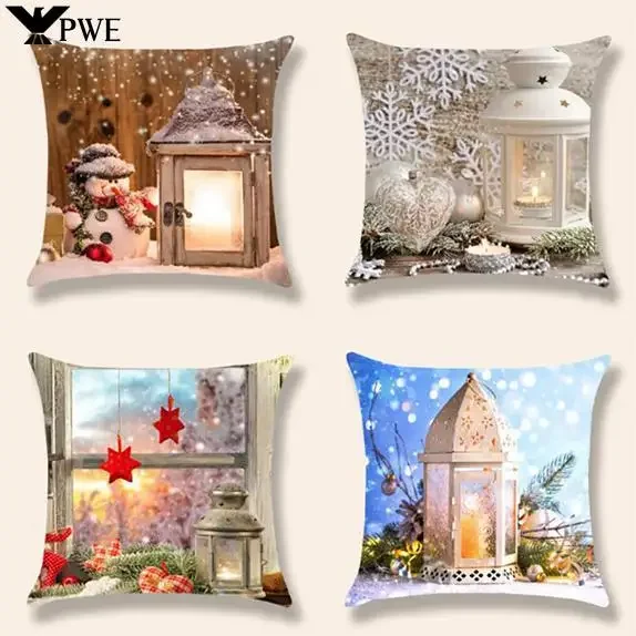 

Snowman Snowflake Dream Candle Windsticks Decoration Pillow Sands in the Room Automobile Study Room Restaurant Pillow Case