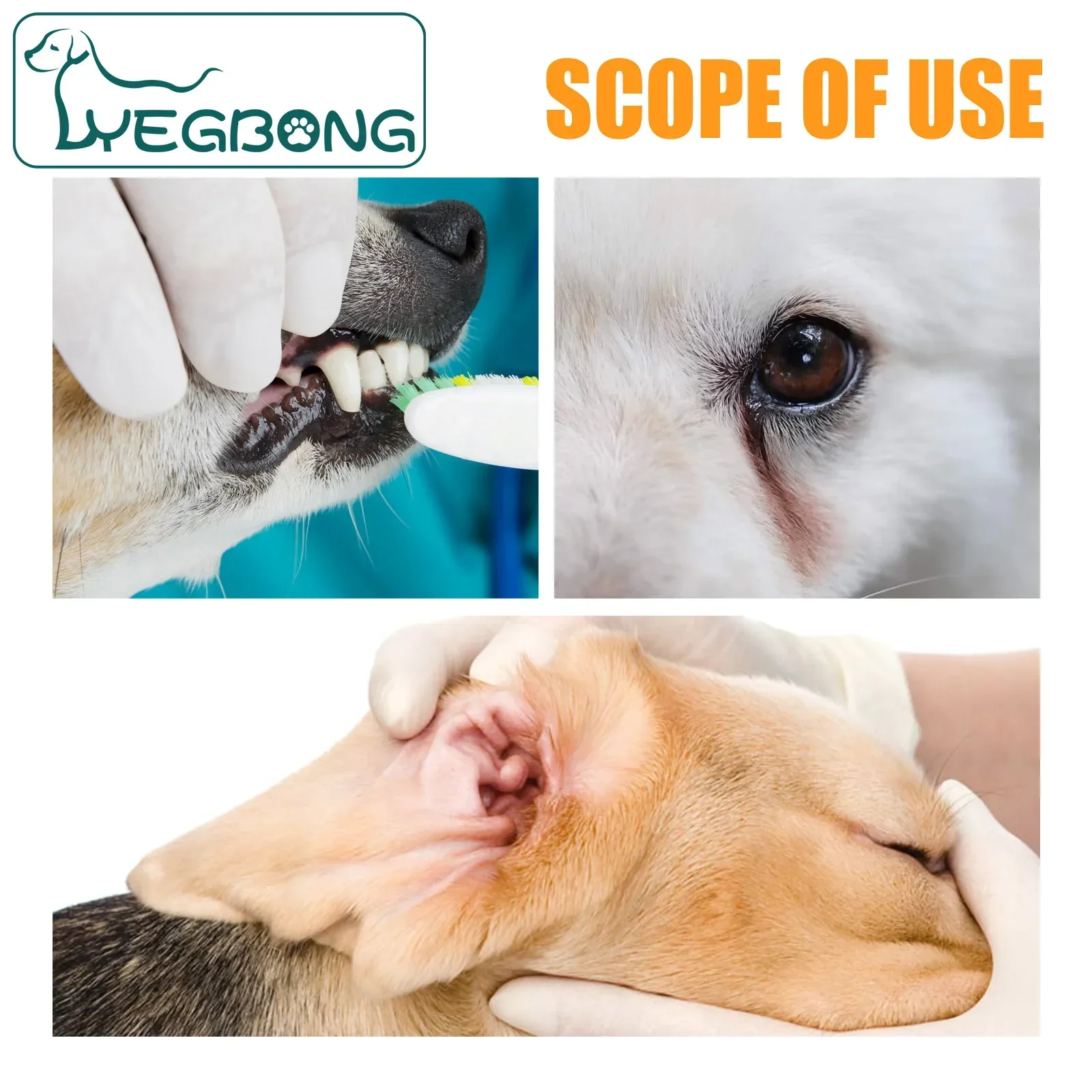 Yegbong Pet Teeth Cleaning Finger Cover Wipes Dog Teeth Cleaning Cat Tartar Removal Stone Ear Cover