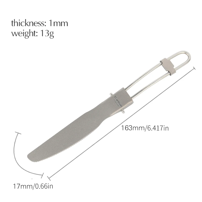 Tiartisan Titanyum Katlanabilir Çatal Taşınabilir Açık Kamp Sofra Yürüyüş Katlanır Çatal Kaşık Bıçak