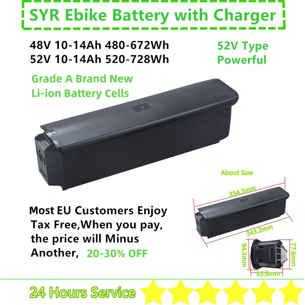 48v 14ah 52v 14ah Syr Ebike Battery For Igo Discover Outland Aventon Level Commuter Step Strough