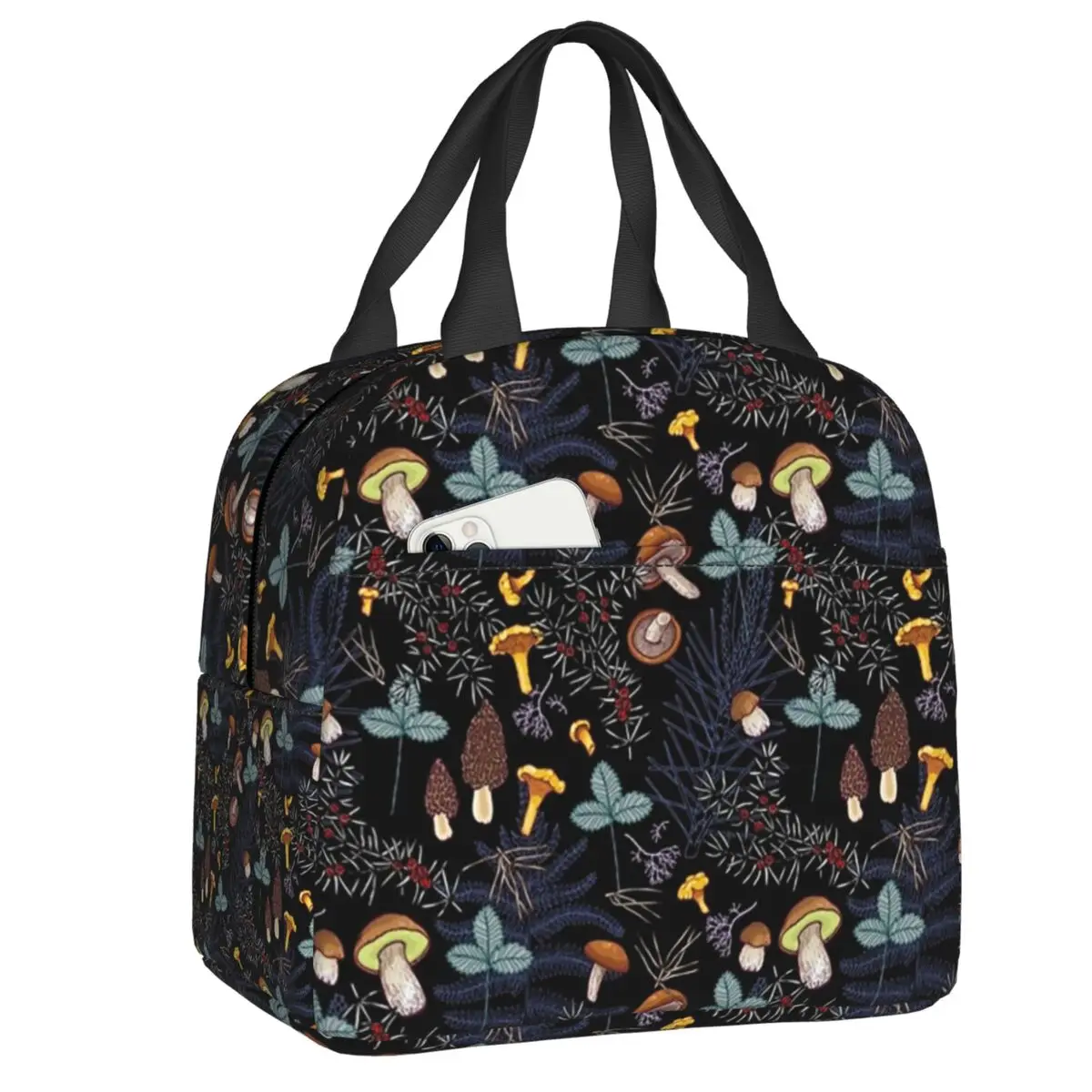 

Dark Wild Forest Mushrooms Lunch Boxes Women Leakproof Cooler Thermal Food Insulated Lunch Bag Kids School Children