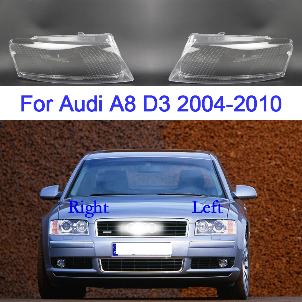 Car Headlight Glass For Audi A8 D3 2004 2010 Clear Lens Cover Replacement Transparent Headlamp