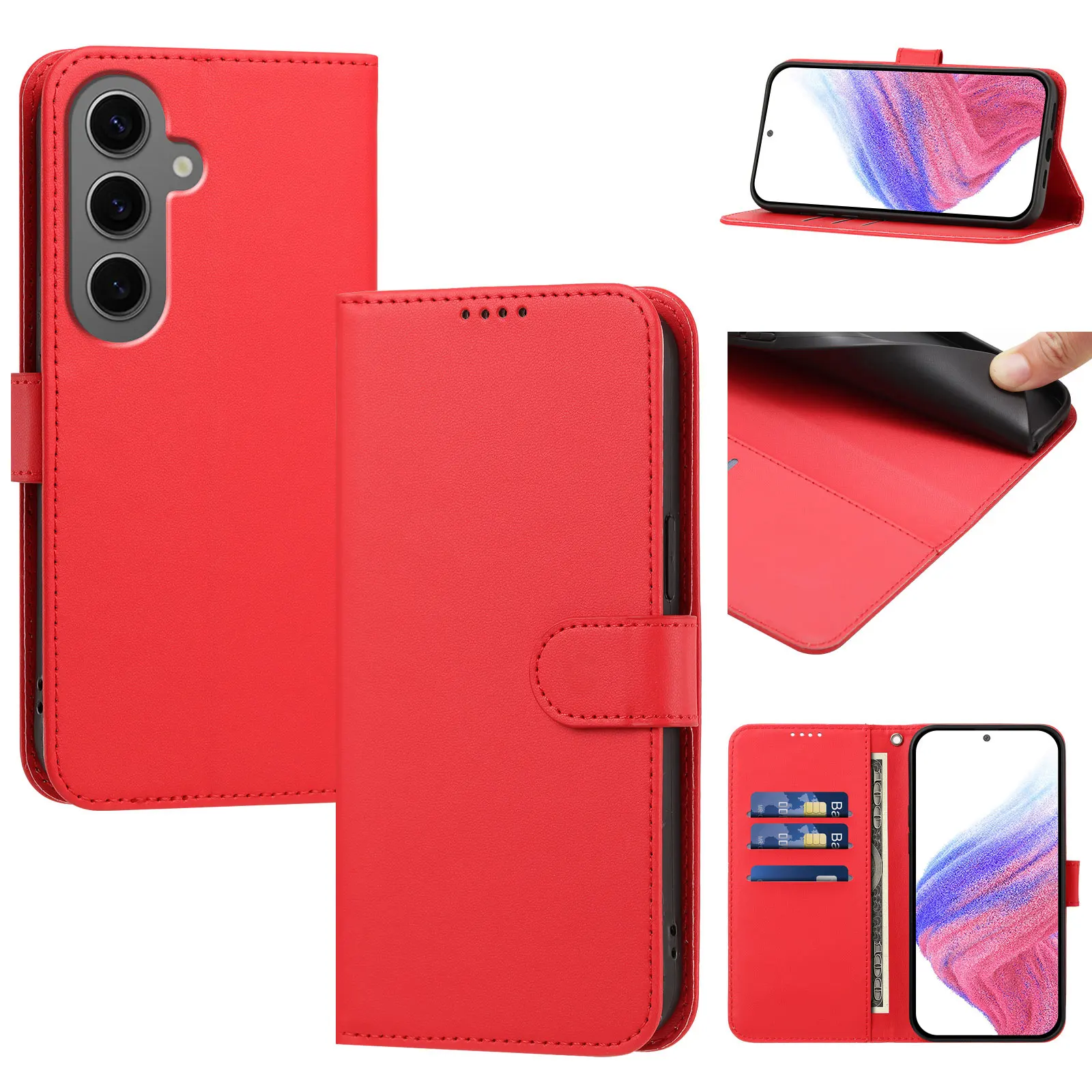 Luxury Leather Wallet Phone Case with Shockproof Bumper and Card Slots