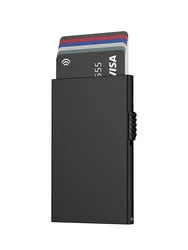 Sleek RFID Blocking Metal Card Holder Wallet (Black)