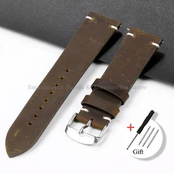 Vintage Brown Calfskin Leather Quick Release Watch Strap Bracelet - 21mm (DarkBrown)