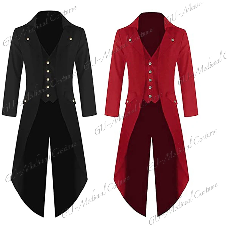 

Medieval Plus SIZE Halloween Cosplay Costume Mens Kids Steampunk Gothic Jacket Victorian Tailcoat Vintage Tuxedo Coat