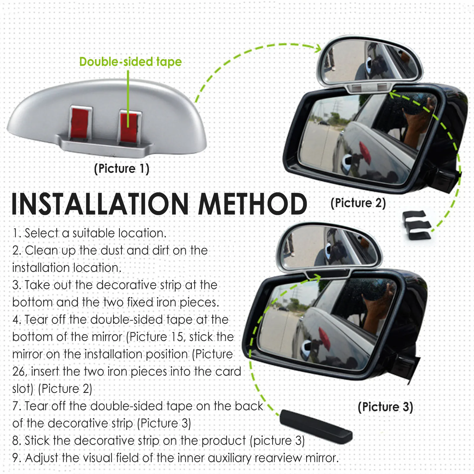 Auto Blind Spot Spiegel 360-grad Einstellbare Blindspot Spiegel Seite Spiegel Rückspiegel Hilfs Spiegel Fahr Sicherheit Für Autos SUVs – Detail 19