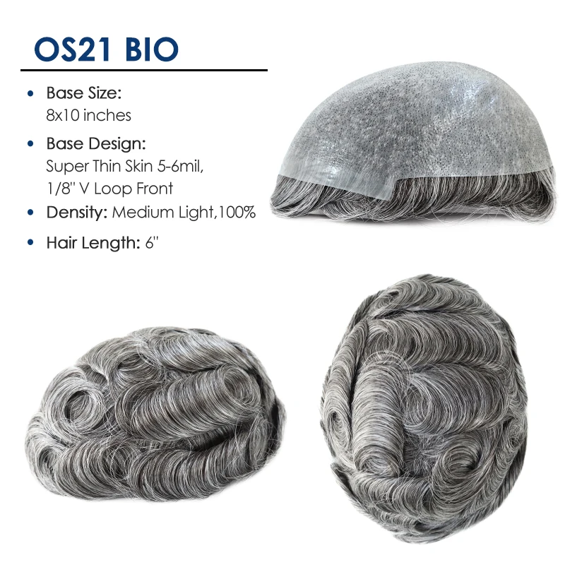 Human Hair Toupee GLORYHAIR OS25 Bio-Thin Skin Men Toupee PU Men's Capillary Prothesis Peruk Fine Quality Indian Human Hair Men Wig