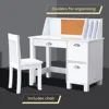 Wooden Study Desk for Children with Chair, Bulletin Board and Cabinets, White 2