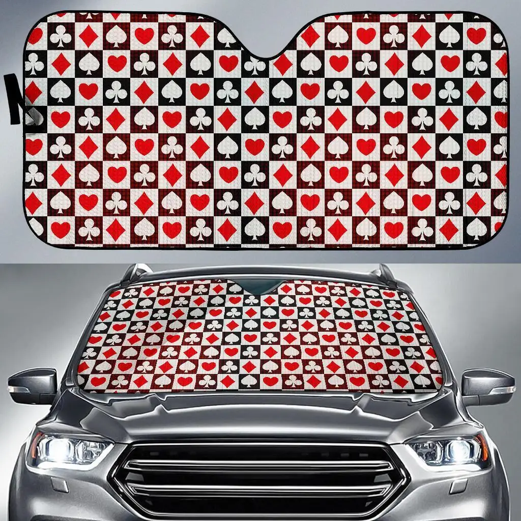 

Casino Playing Card Poker Pattern Print Auto Sun Shade Car Windshield Window Cover Sunshade