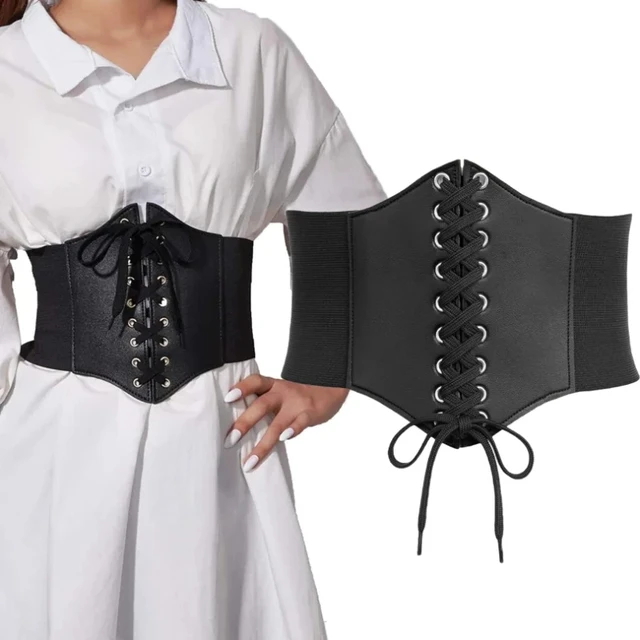 Women's Corset Belt Gothic Fashion PU Leather Female Lace-up Corset Belts  Slimming Waist Vintage Corset Black Wide Belt for Girl - AliExpress