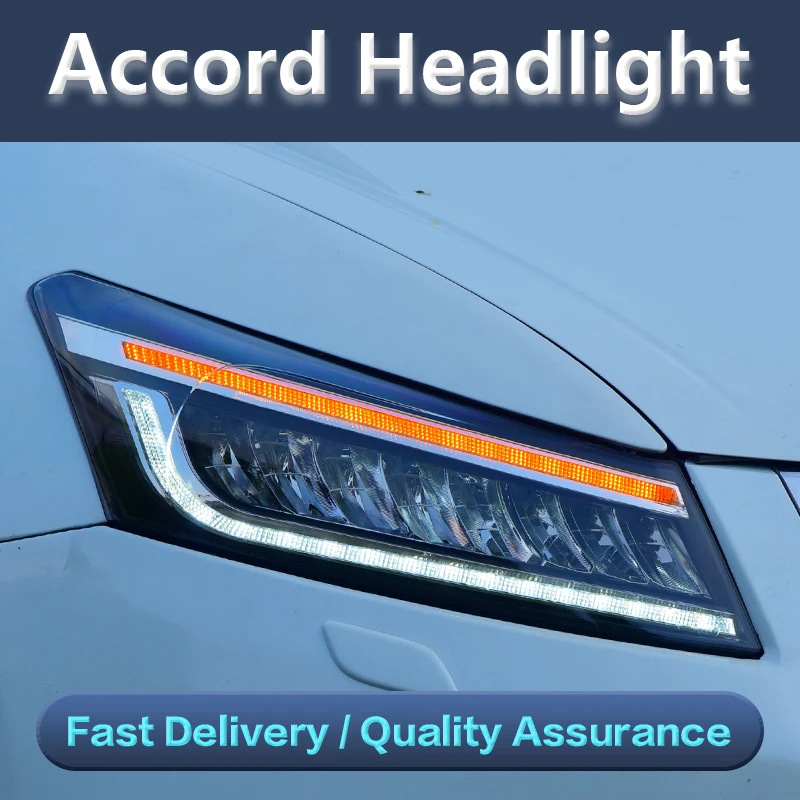 

LED Strip Front Light LED For Accord G8 For Honda 2008-2012 Year Angeleyes Headlight With Moving Turning Signal