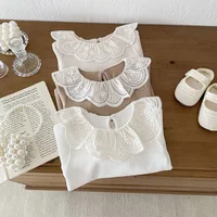 2024 Baby Autumn Clothes Lace Collar Baby Tops Long Sleeves Kids Pullover Infant T Shirt for Girls Clothing Toddler Blouse 0-2Y 3
