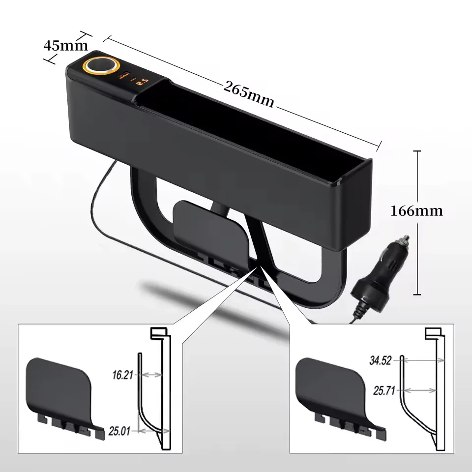 Car Seat Gap Storage Box Organizer with Charge Port