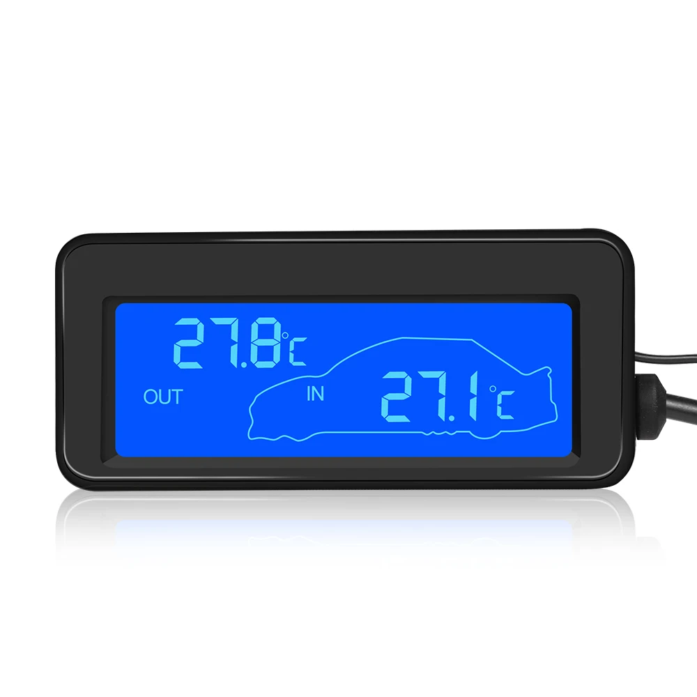 Car Digital Thermometer Mini LCD Waterproof Indoor Outdoor Convenient Temperature Sensor With 1.5M Cigar lighter Cable
