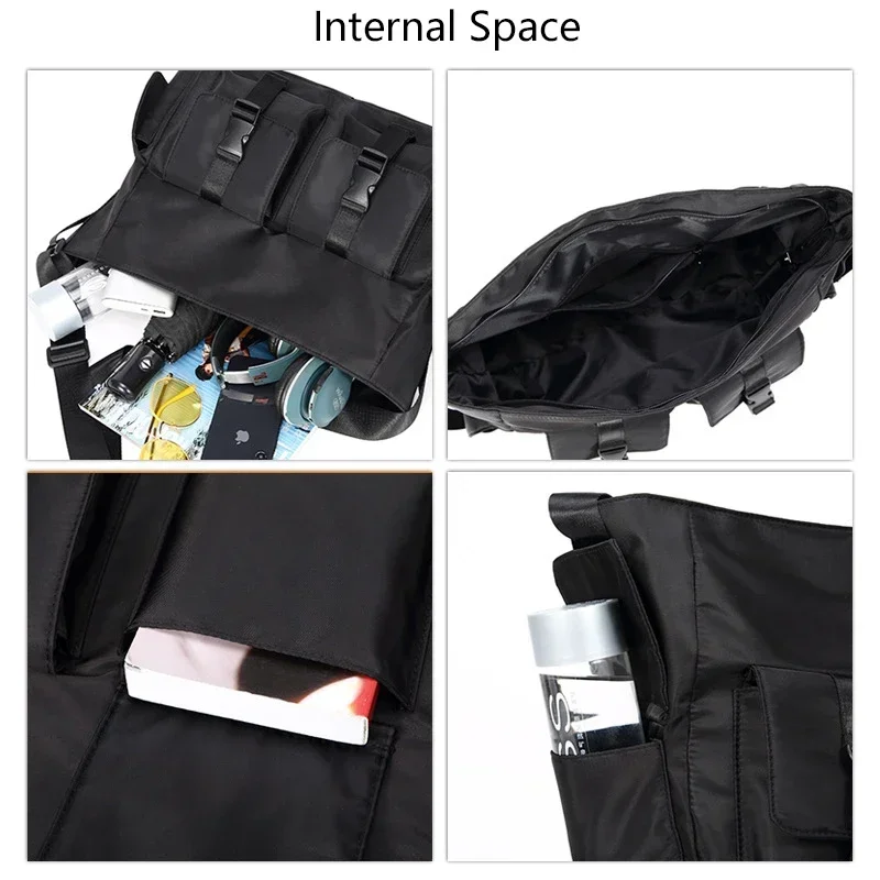 Casual Large Capacity Waterproof Messenger Shoulder Bag Men Crossbody School Bag for Teenage Outdoor Man Black Big Travel Bags