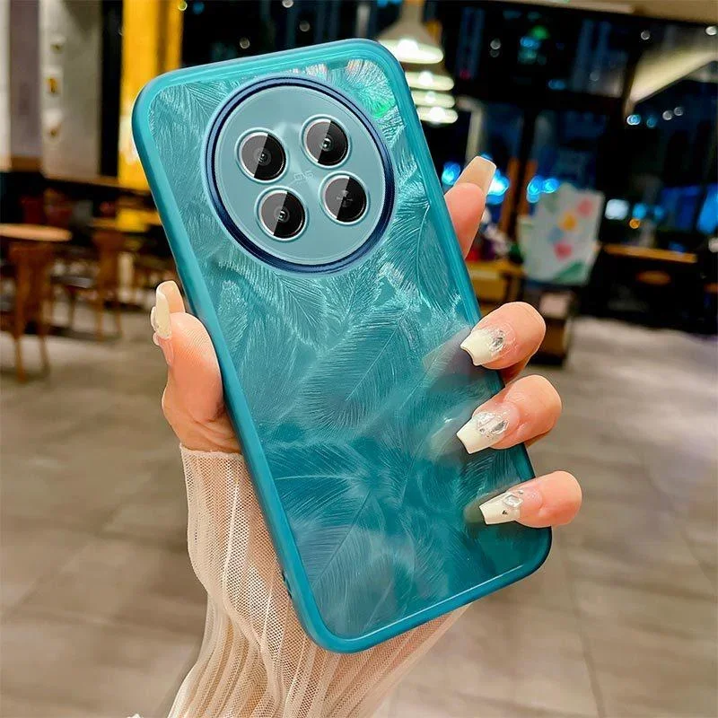 Feather Glitter Soft Silicone Case with Lens Camera Protection and Clear Bumper