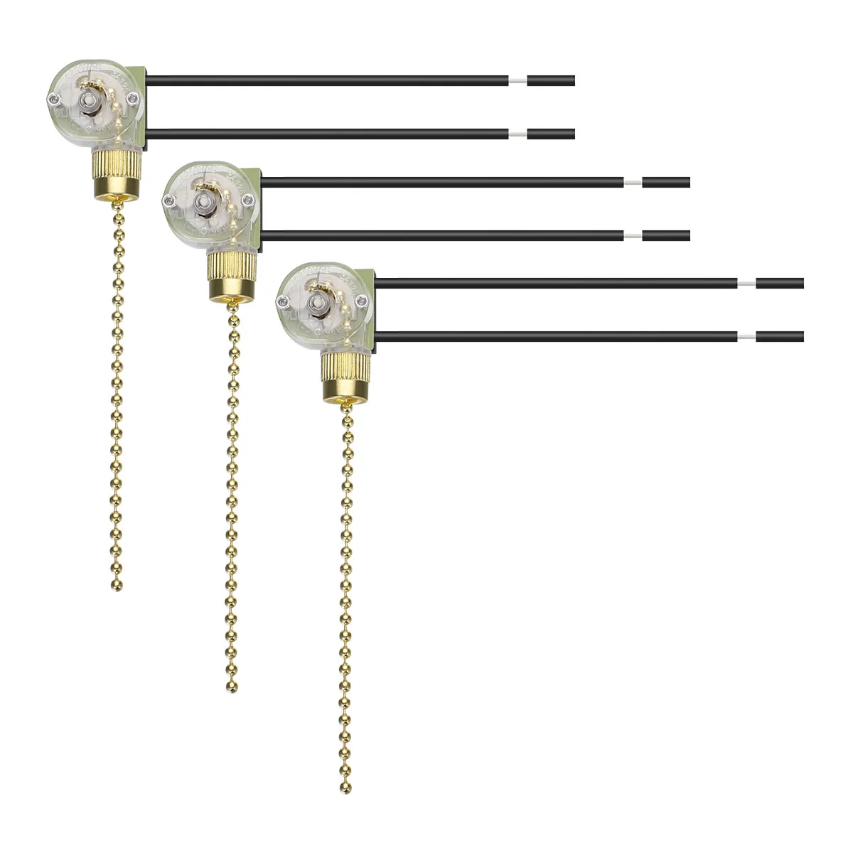 Mobestech 3Pcs Fan Pull Chain Ceiling Fan Replacement Pull Chain (Golden)