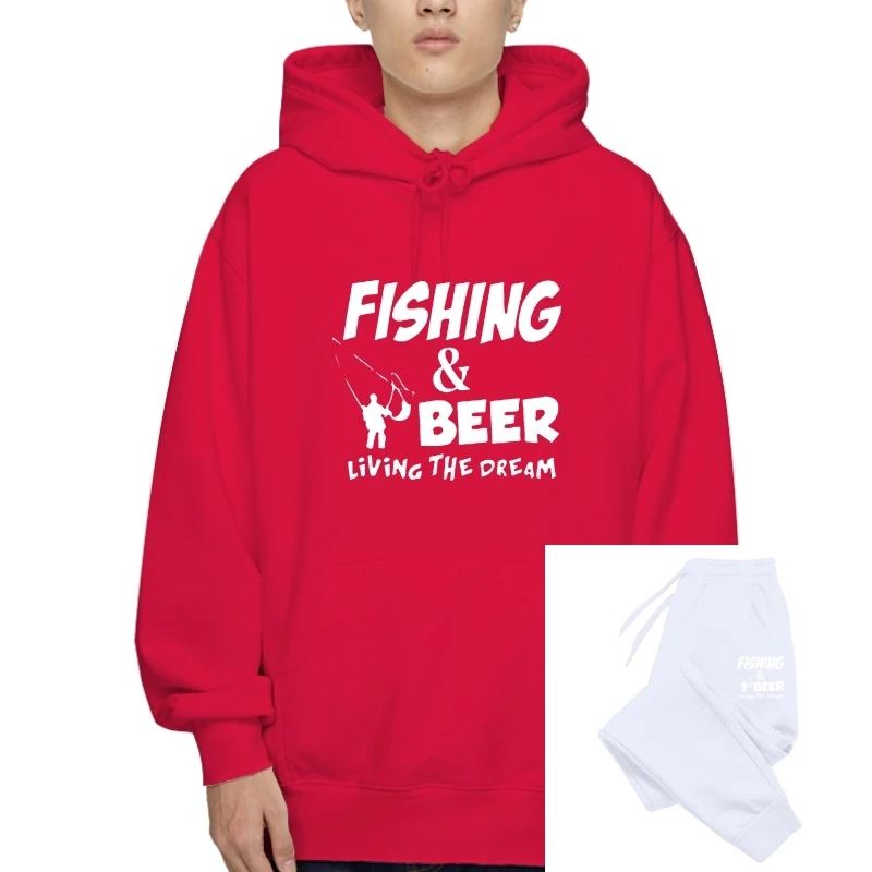 

Fishings Match Cotton T-Pullover Fishinger Beer Fish Living The Dream Fisherman Printing Pullover Fleece Hoody Plus Winter