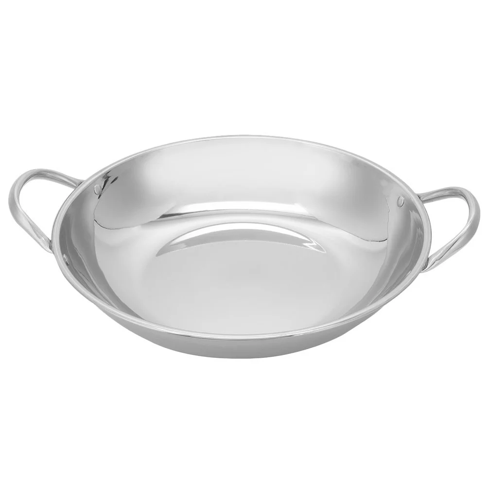 

Stainless Steel Wok Stir Fry Pans 28Cm Hot Pot Iron Frying Pan Double Handle Chinese Cooking Pot Kitchen Cookware