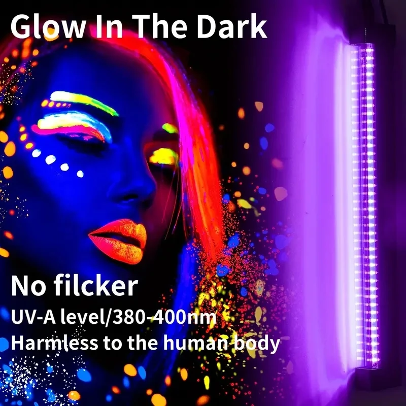 LED Stage Light Black Light Bar 2pcs 12.6inch USB UV LED Blacklight Bar-385-400nm Black Light Effect with Switch for Halloween Club Party Disco Stage Lights
