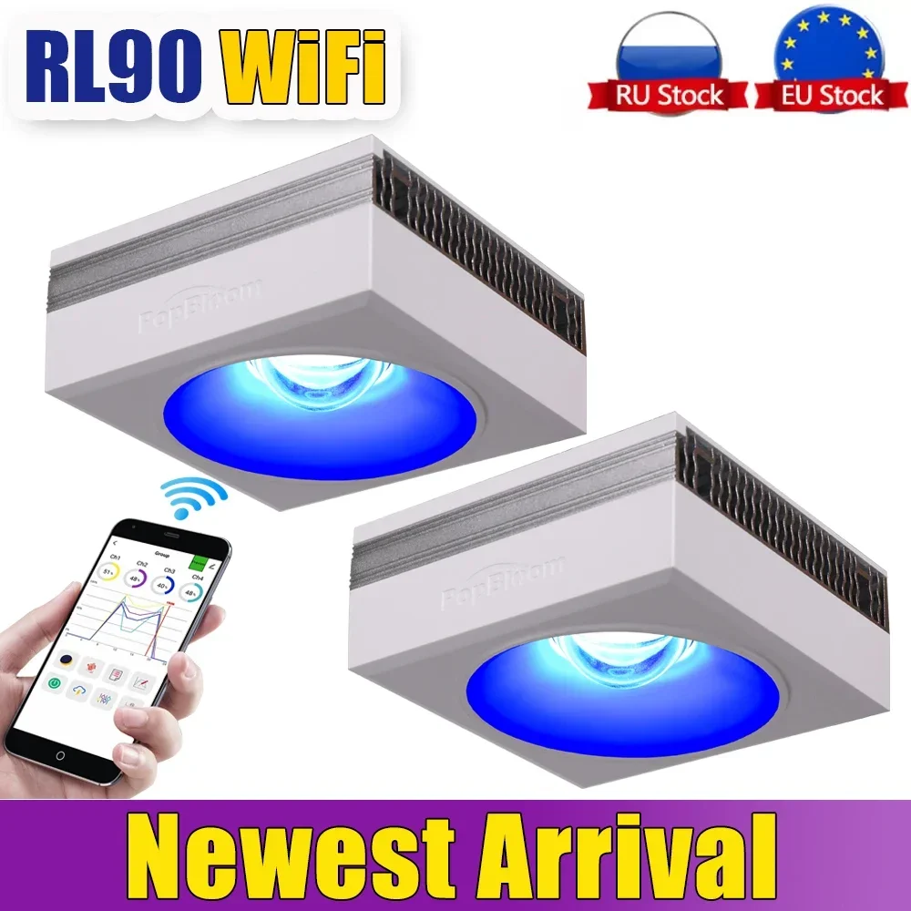PopBloom RL90 WiFi 수족관 조명 led, 해수조명， 산호 조명, 리프 라이트, 수족관 탱크 바닷물 산호초 성장 해수 해양 수족관 탱크 램프, 해수어항 수족관 조명, 어항조명led, 어항용품어항