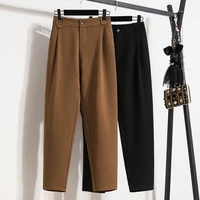 Autumn Winter 2026 Suit Pants Female Solid Color Casual Trousers Ladies Pockets Straight Plus Size Ankle Length Pants