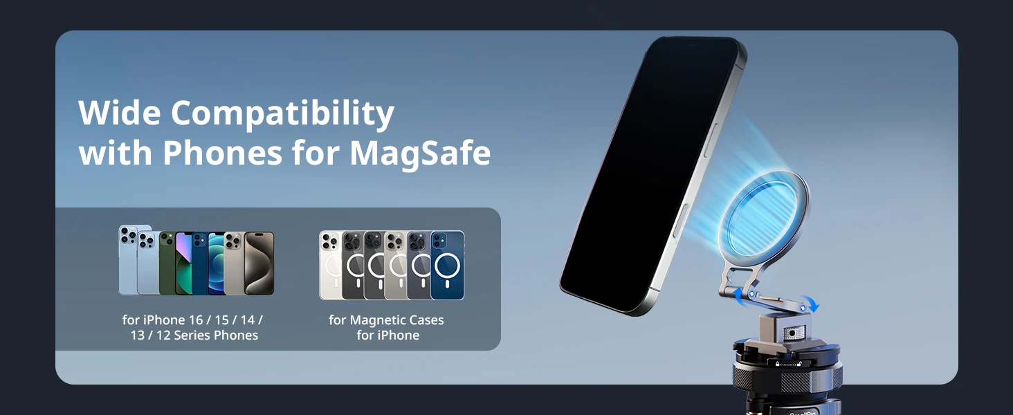 SmallRig Arca-Standard-Telefonhalterung mit Kaltschuhhalterung, faltbarer Telefonhalter, Belastung 500 g, für Telefone mit Magsafe 5339 – Detail 2