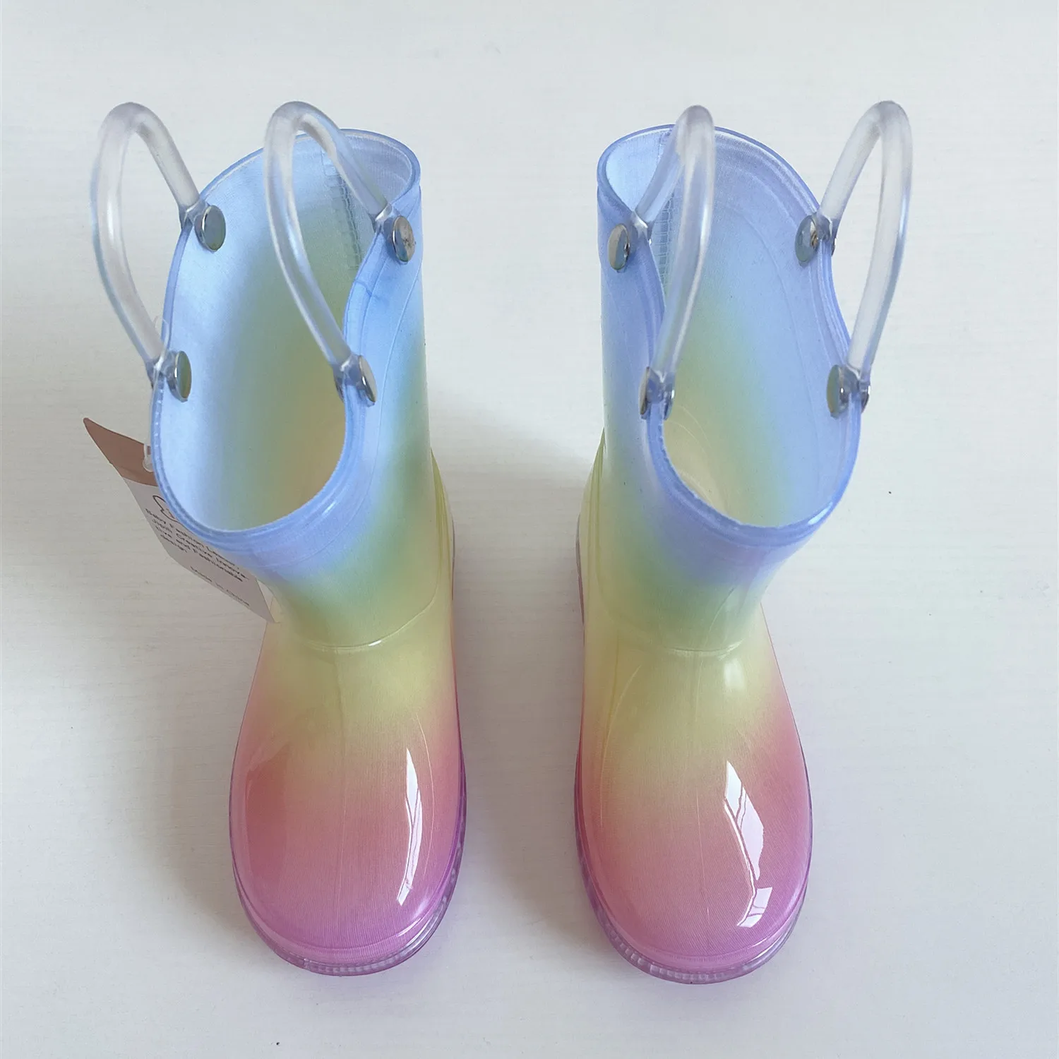 

Children's Mid Tube Rainbow Waterproof and Anti Slip Rain Shoes for Women's Toddler Water Boots Parent-child Outfit