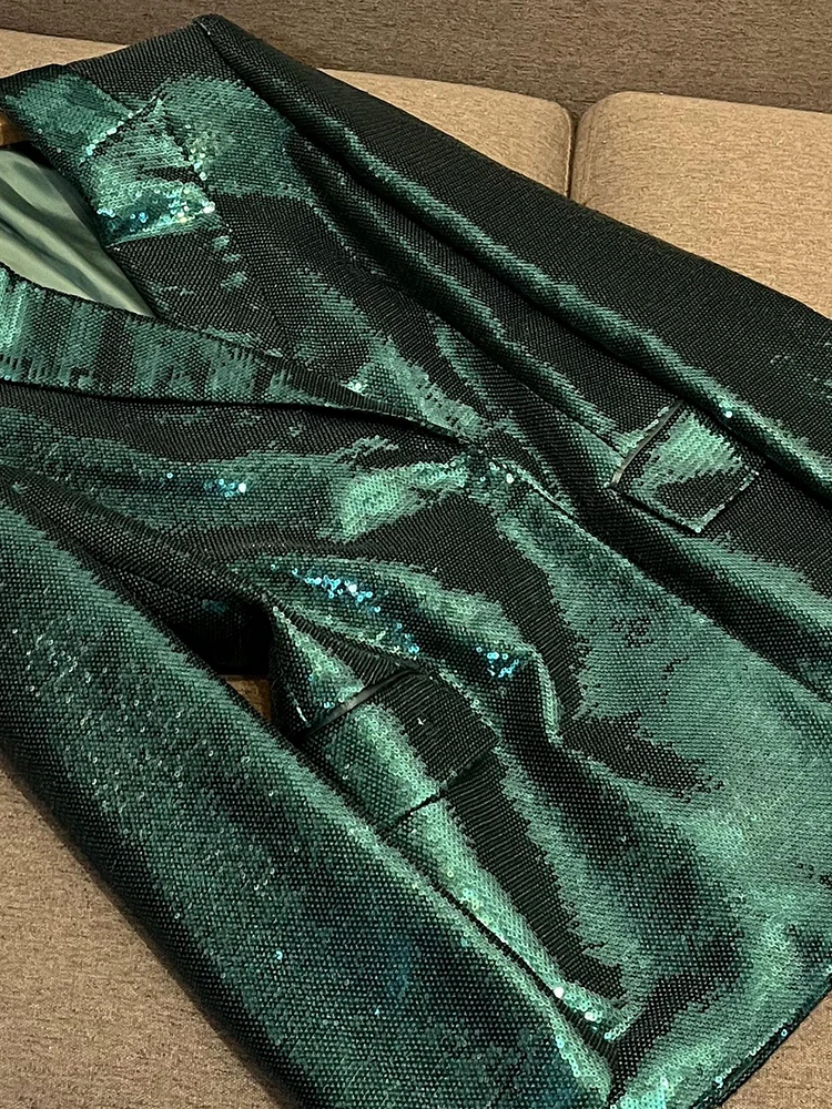 موضة تسلق الترتر سيدة مكتب العمل دعوى مزدوجة الصدر طويلة الأكمام المجهزة السترة ريشة قلم رصاص تنورة صغيرة النساء 2 قطعة