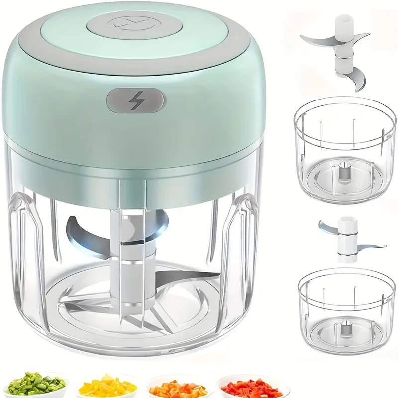 250ml Mini Rechargeable Garlic Chopper Meat Grinder, Durable and Sturdy, Suitable for Crushing Garlic, Chili, Onions, Minced Meat, Nuts and More 1