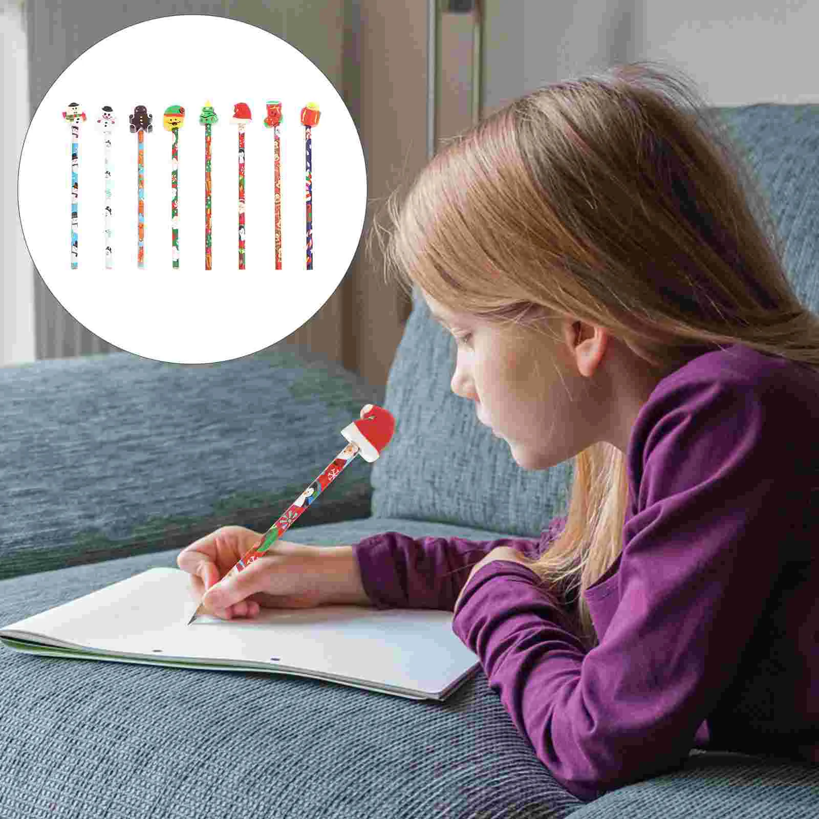 

Christmas Series Pencils with Erasers Cartoon Pencils Students Stationery