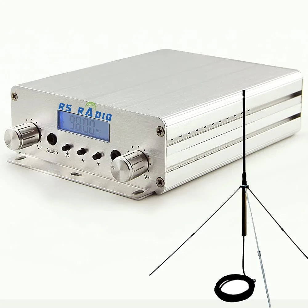 RS RADIO 15W fm Transmitter Long Range FM Exciter 88Mhz 108Mhz + GP 1/4 Wave Antenna