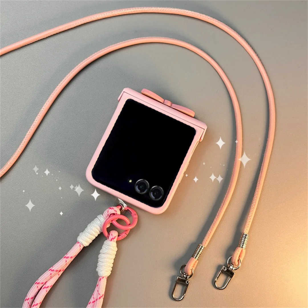 Solid Color Cute Pink Bow Korean Leather Rope Phone Case - Shockproof Back Cover