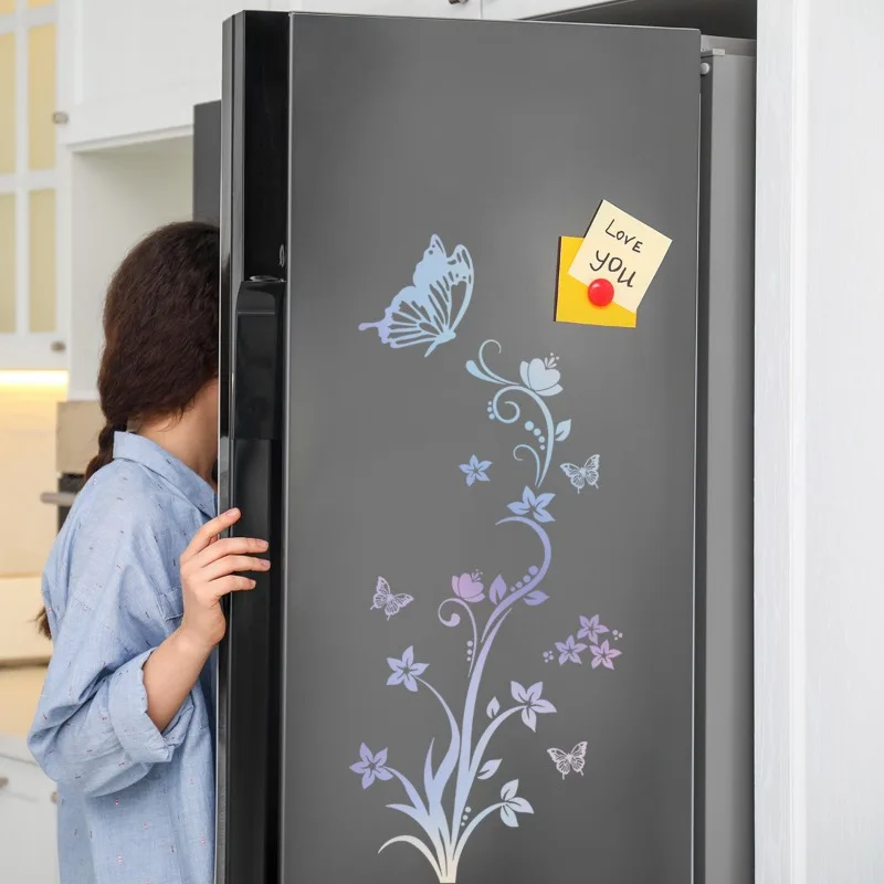 Simple Luminous Flower Butterfly Refrigerator Sticker for Home Living Room Kitchen Refrigerator Wall Sticker Self-adhesive Decor