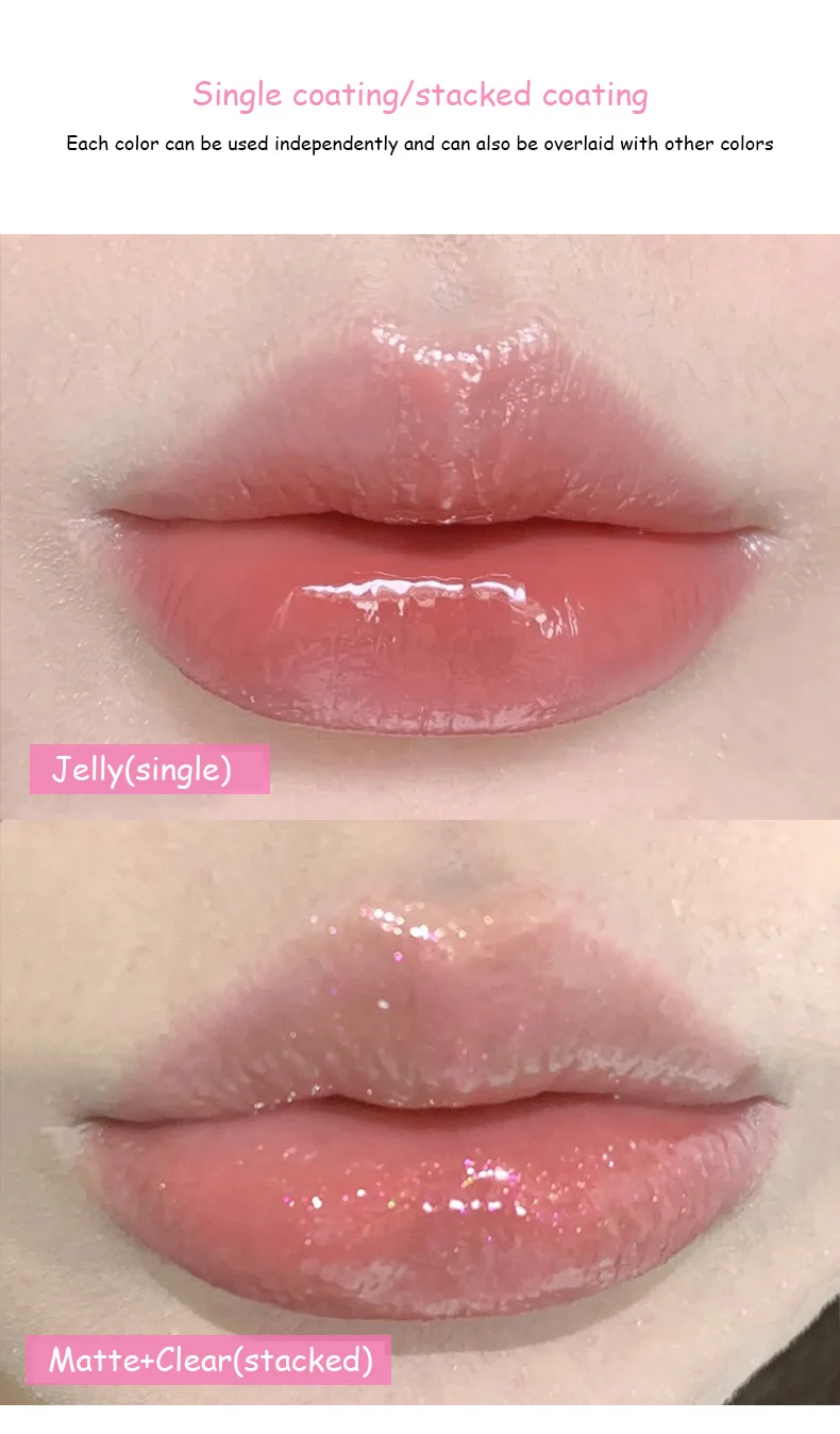 Description Picture 4 of itemLip Jelly Plate Mirror Crystal Matte Lip Gloss Moisturizing Velvet Water Glass Red Orange Sexy Lip Plump Blush Eyeshadow Palette