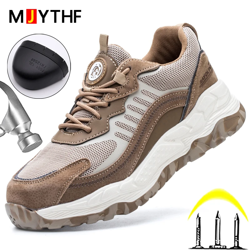 

NEW 2023 Work Boots Steel Toe Shoes Men Safety Anti-puncture Anti-smash Indestructible Shoes Protective Shoes Work Sneakers Men