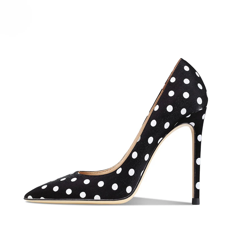 

Arden Furtado 2023 Summer Elegant Women's Shoes Patent Leather Round dot Pointed Toe Stilettos Heels Sexy Slip-on Party pumps