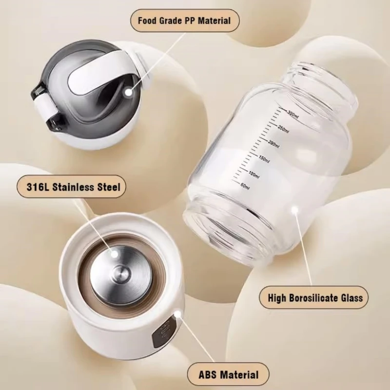 Wirless Electric Baby Bottle Heater Milk USB Rechargeable +1/+1℃ Temperature Control & Display Portable Baby Bottle Warmer
