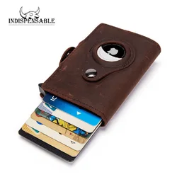 INDISPENSABLE Airtag Apple Original Case Slim Leather Cardholder RFID Blocking Wallet Purse For Men Tri-fold Card Holder Luxury