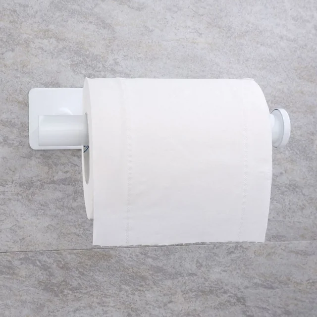 Porte-papier adhésif blanc en acier inoxydable, support mural pour cuisine, salle de bains, papier toilette, serviette, rouleau de mouchoirs, étagère en or brossé 2