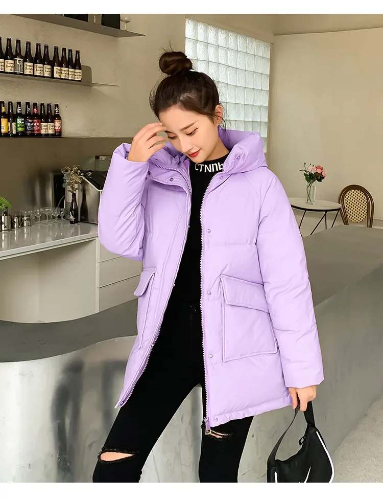 2025 Winter New Women Down Padded Jacket Winter Jacket Loose Thick Warm Cotton Coat Female Hooded Parkas Coat Long Women Outwear