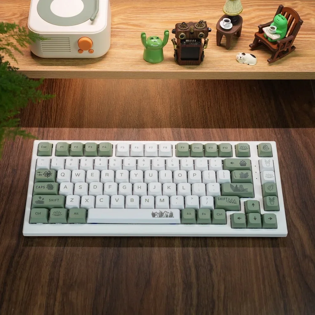 Forest Green Teclado Mecânico Keycaps Perfil Xda Sublimação Pbt Estilo Fresco Branco Verde 125 Teclas
