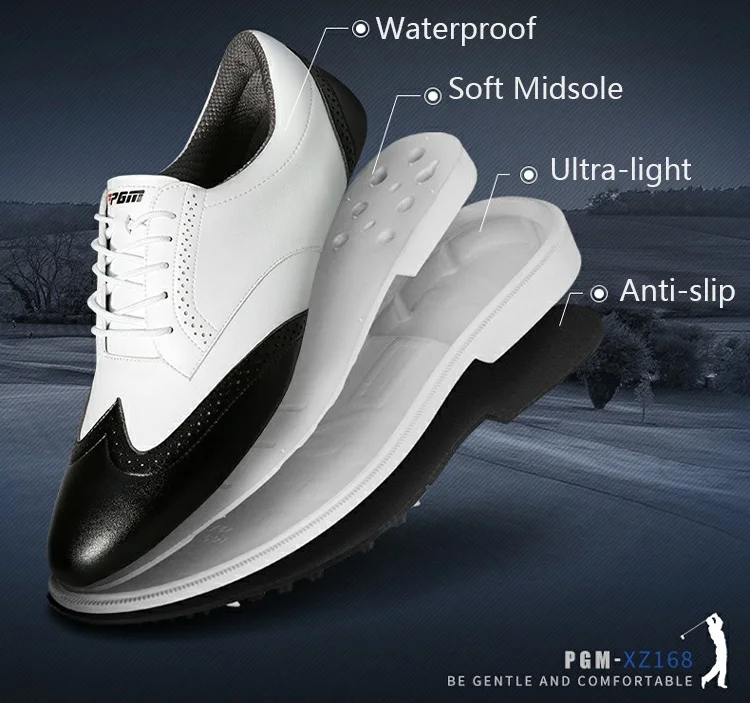 PGM Men Brogue Style Golf Shoes Waterproof Anti-slip Golf Sneakers