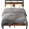 Queen Bed Frame, Mattress Foundation Metal Platform w Wood Headboard and Large Under Bed Storage,Noise-Free,No Box Spring Needed 4