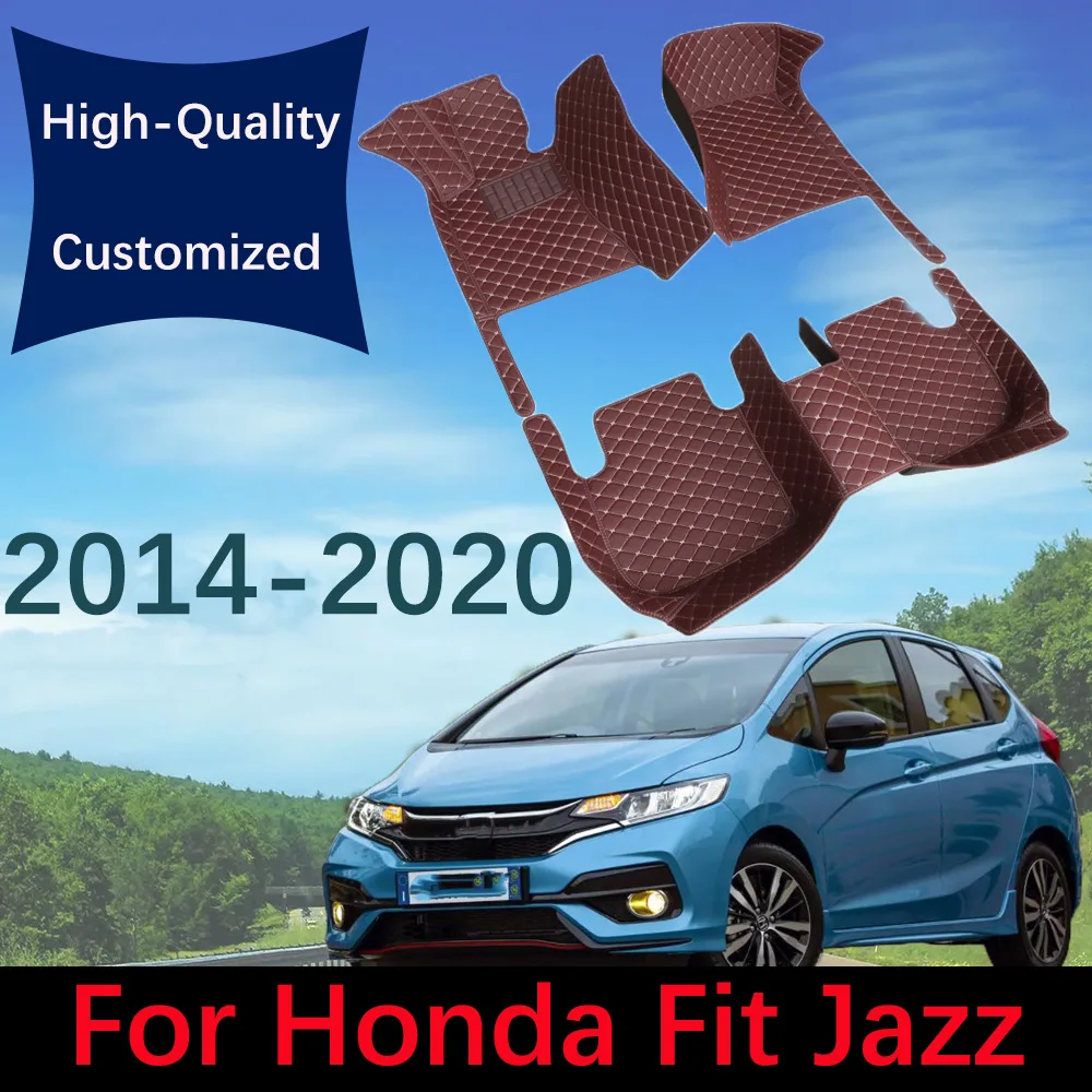 Custom Leather Car Floor Mats For Honda Fit Jazz 2014 2015 2016 2017