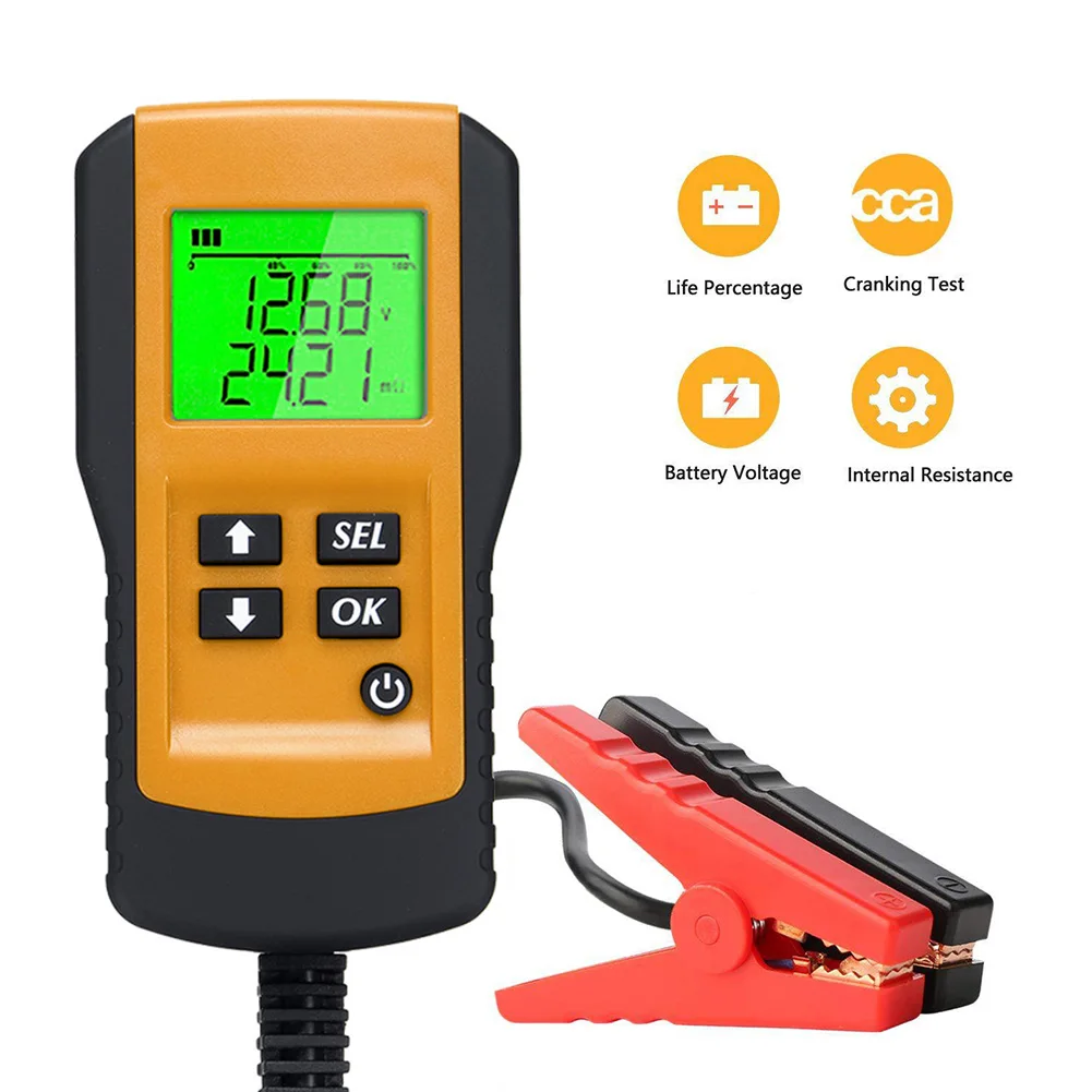 

12V Car Battery Tester Vehicle Car LCD Digital Battery Test Analyzer Auto System Analyzer Voltage ohm CCA Test Diagnostic Tool